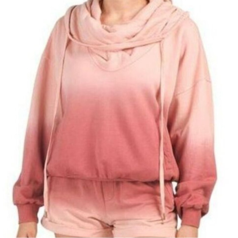 YFB Young Fabulous & Broke piper ombré hoodie size M pullover pink dip dye